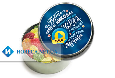 Рекламный набор конфет-драже монпансье с логотипом Уклон (белый оракал)