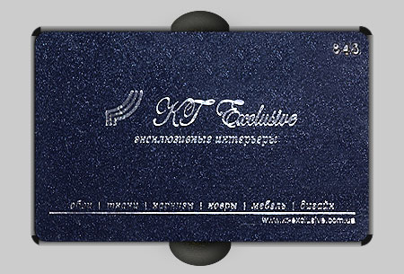 Персональная пластиковая карта салона интерьеров KT Exclusive, город Днепропетровск