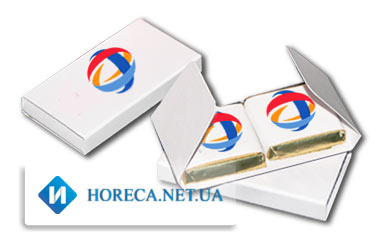 Шоколадный набор с логотипом визитка с двумя шоколадками